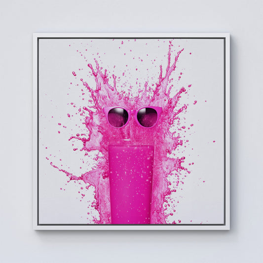 Pink Splashart Glass Framed Canvas