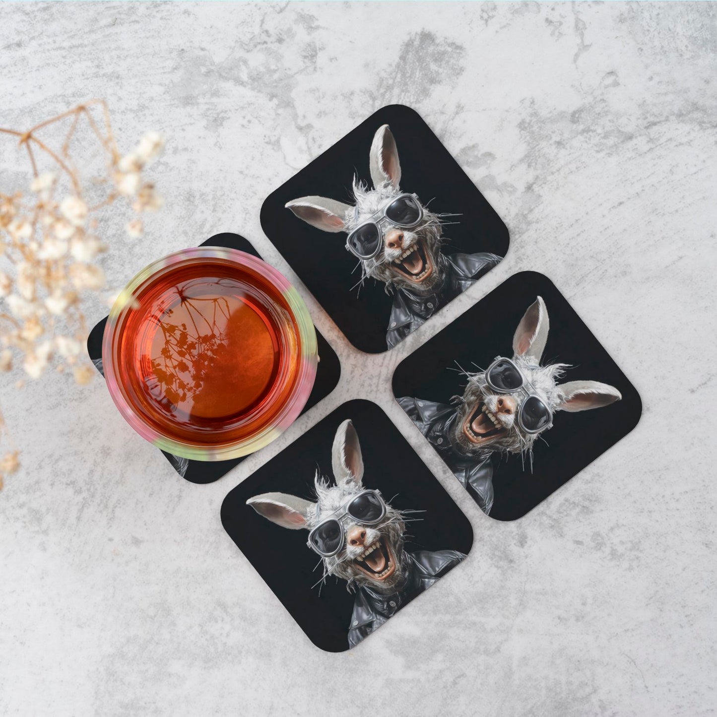 Funky Rabbit Face Coasters