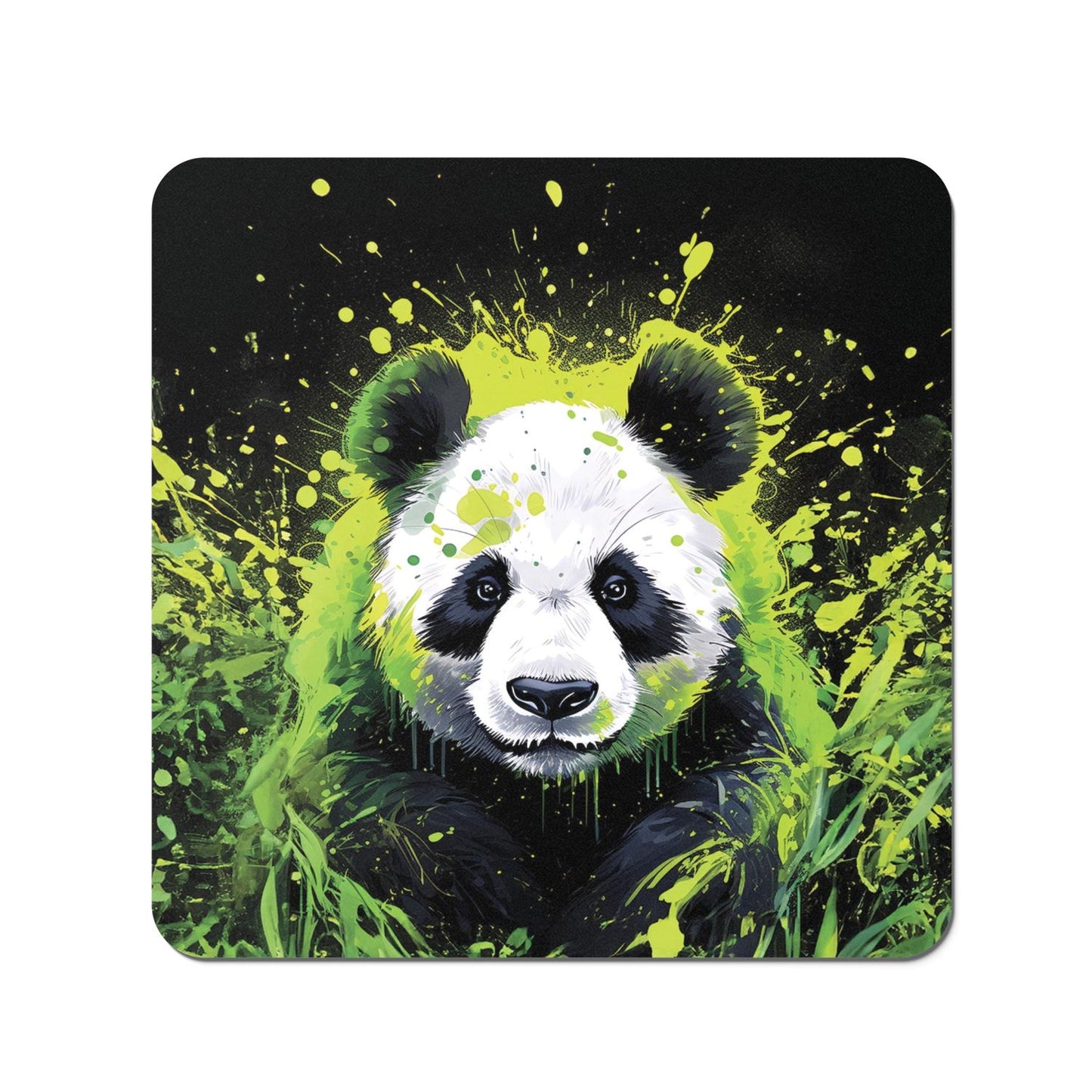 Green Splashart Panda Face Coasters