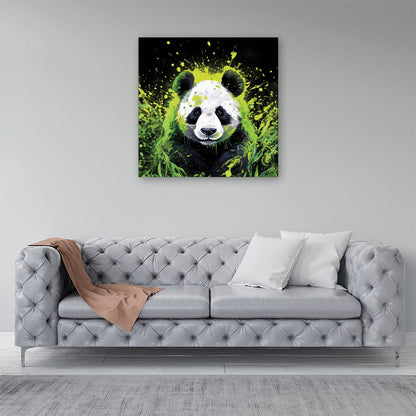 Green Splashart Panda Face Canvas