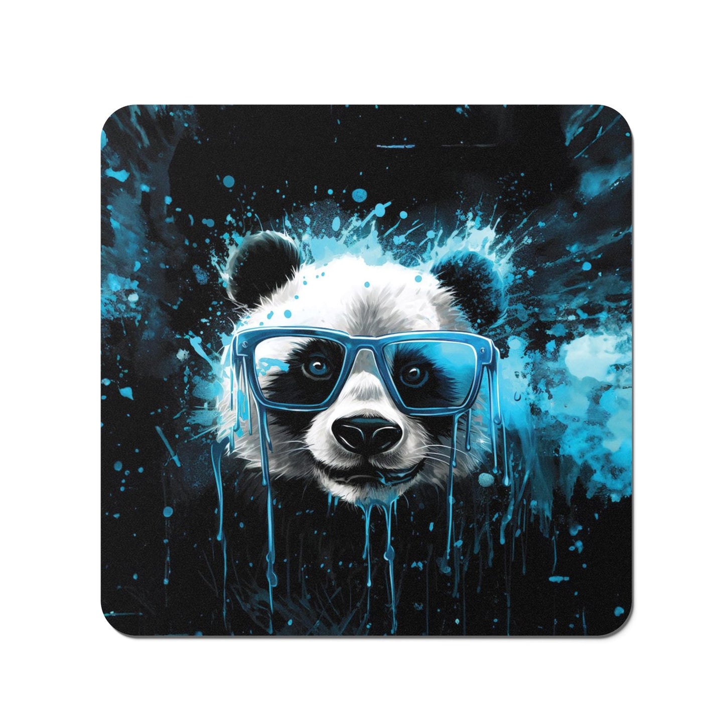 Blue Splashart Panda Face Coasters