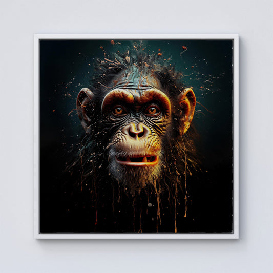 Splashart Monkey Face Framed Canvas