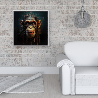 Splashart Monkey Face Framed Canvas