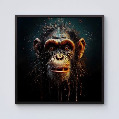 Splashart Monkey Face Framed Canvas