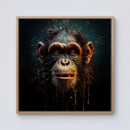 Splashart Monkey Face Framed Canvas