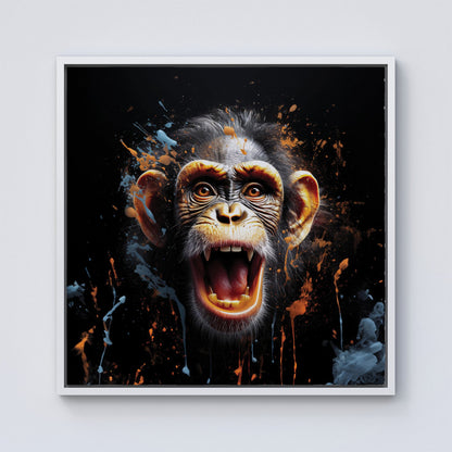 Monkey Face Splashart Framed Canvas