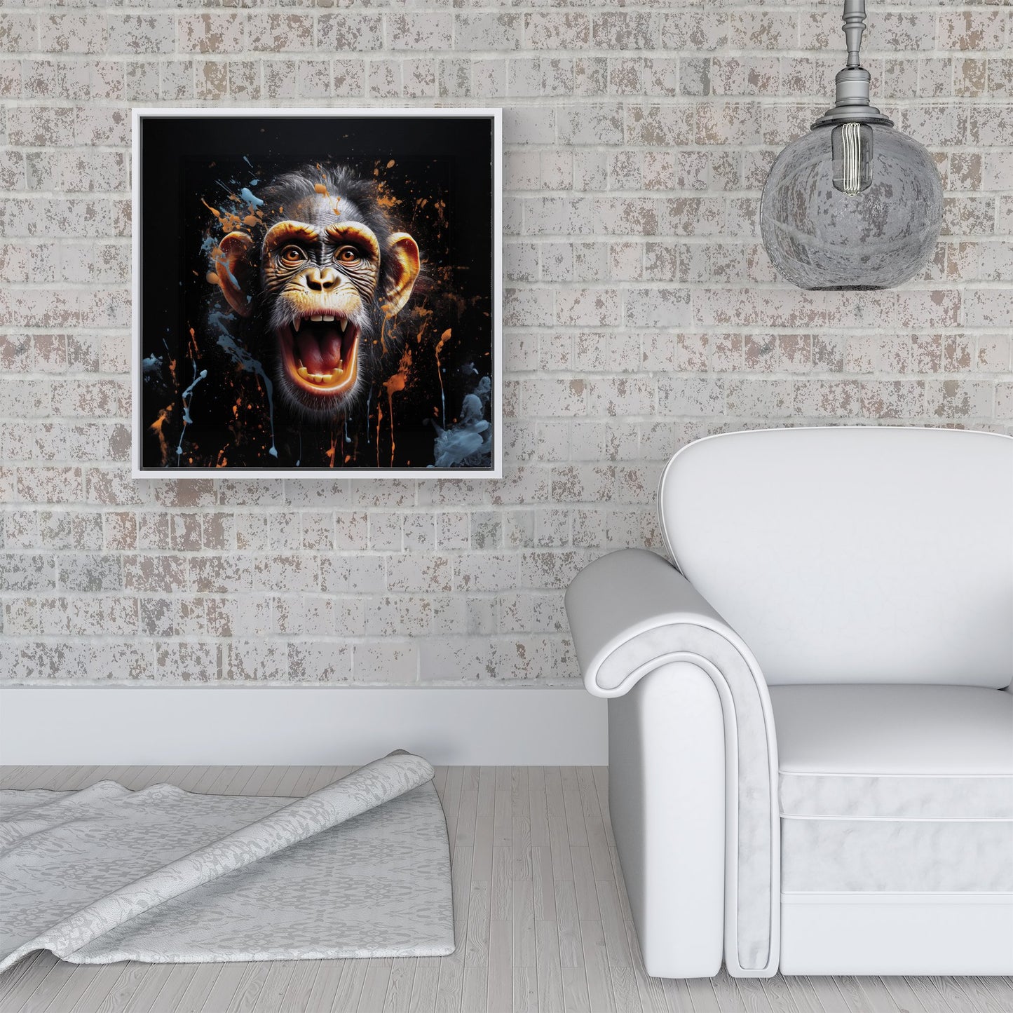 Monkey Face Splashart Framed Canvas