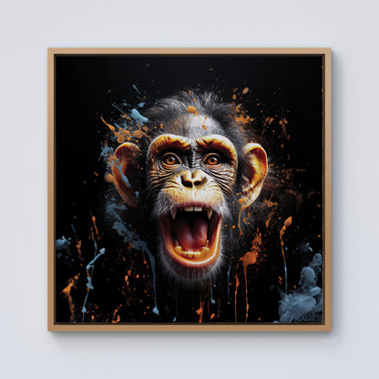 Monkey Face Splashart Framed Canvas