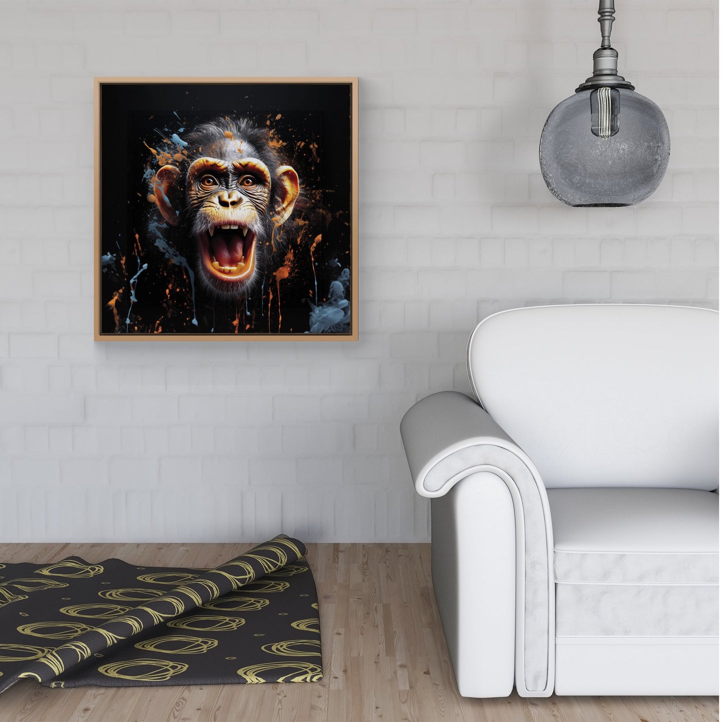 Monkey Face Splashart Framed Canvas