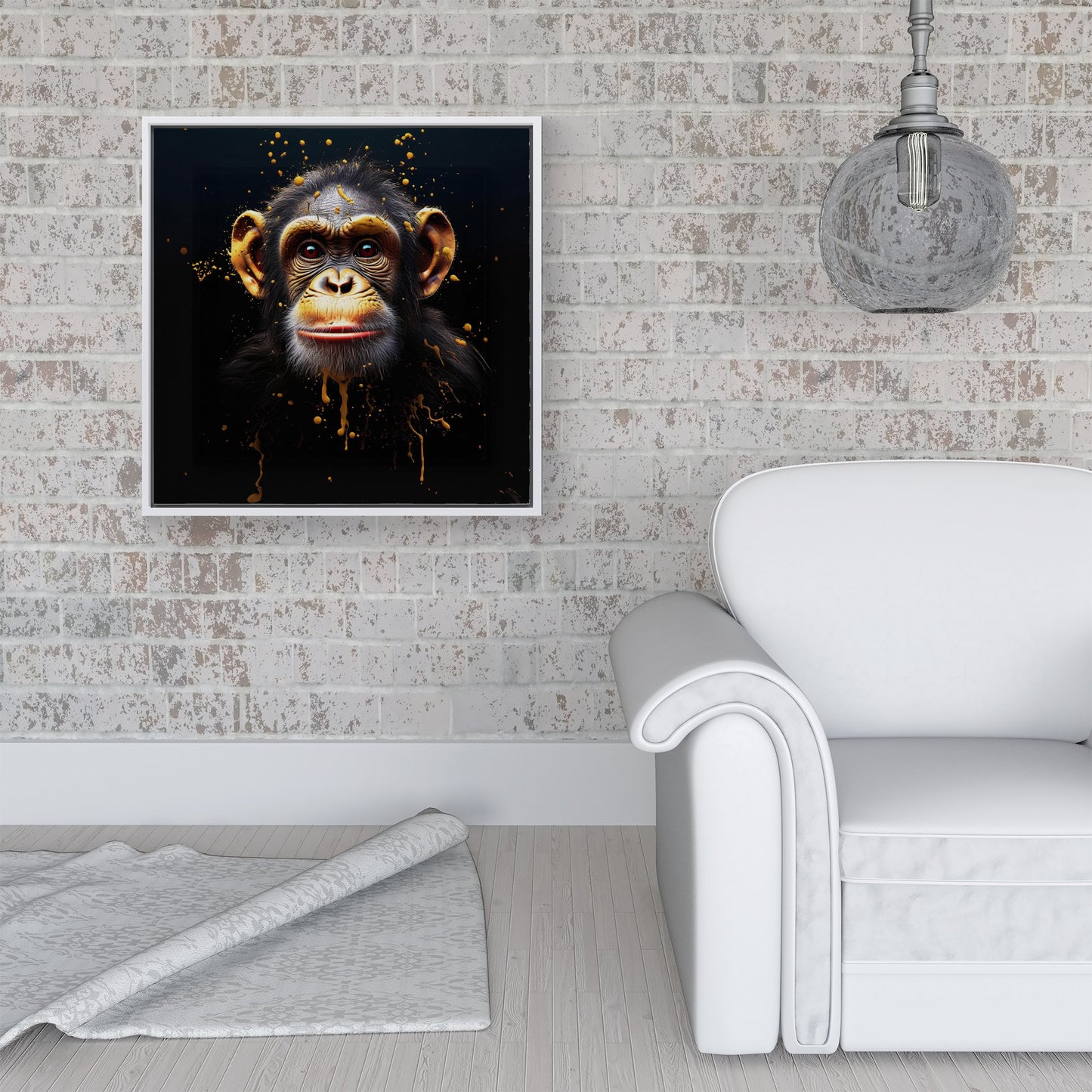 Splashart Cheeky Chimp Face Framed Canvas