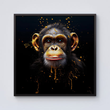 Splashart Cheeky Chimp Face Framed Canvas