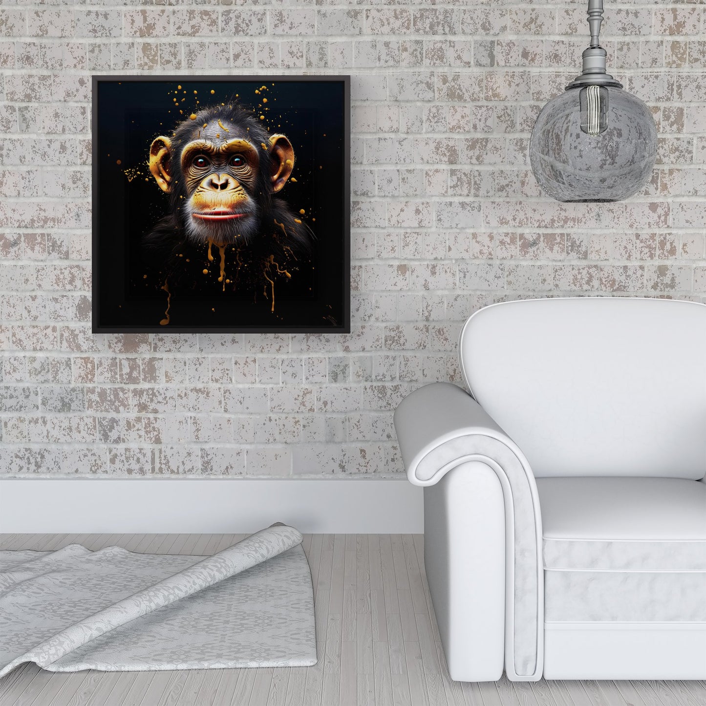 Splashart Cheeky Chimp Face Framed Canvas