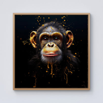 Splashart Cheeky Chimp Face Framed Canvas