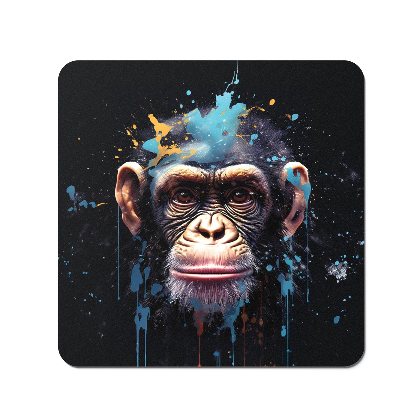 Monkey Face Splashart with Blue Coasters