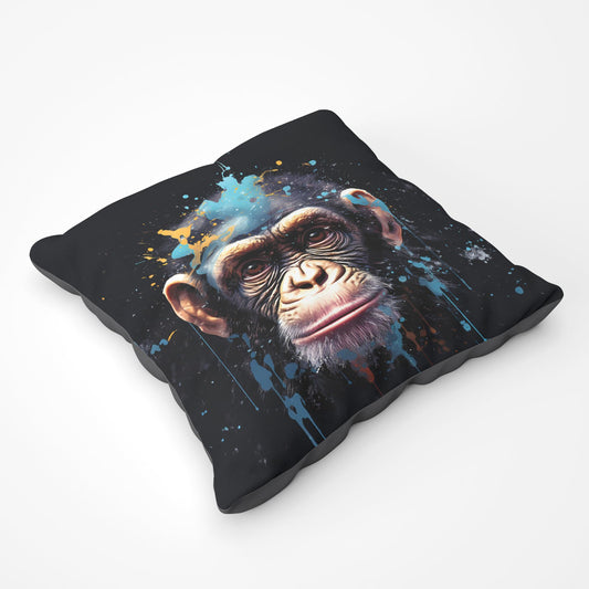 Monkey Face Splashart With Blue Floor Cushion