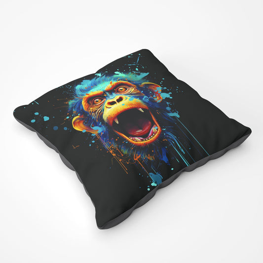 Crazy Monkey Face Splashart Floor Cushion