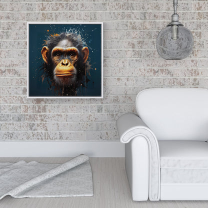 Splashart Realistic Monkey Face Framed Canvas