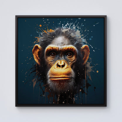 Splashart Realistic Monkey Face Framed Canvas