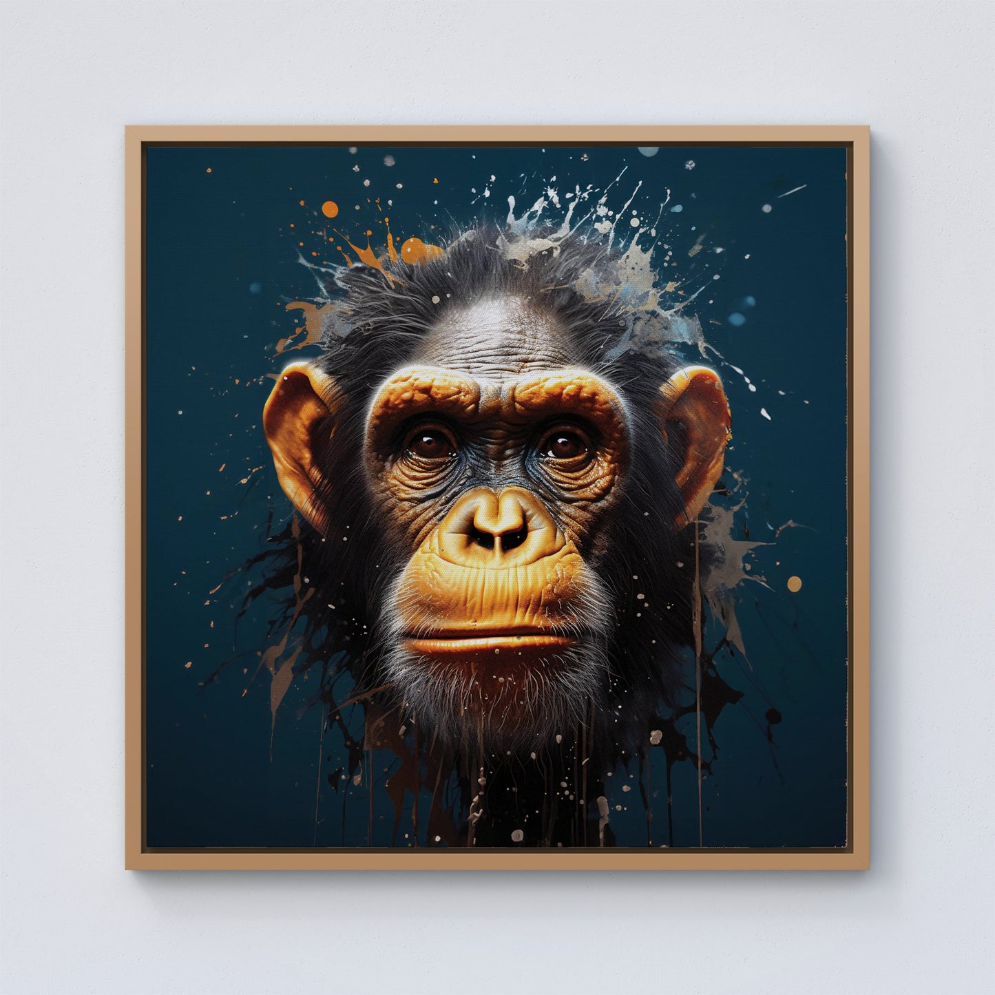 Splashart Realistic Monkey Face Framed Canvas