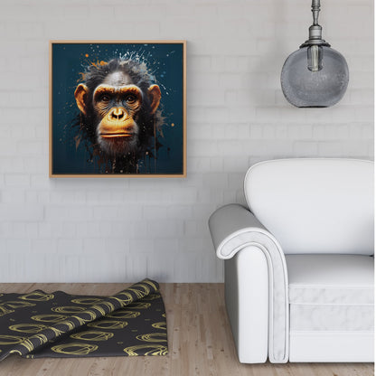 Splashart Realistic Monkey Face Framed Canvas