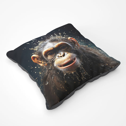 Realistic Monkey Face Splashart Floor Cushion