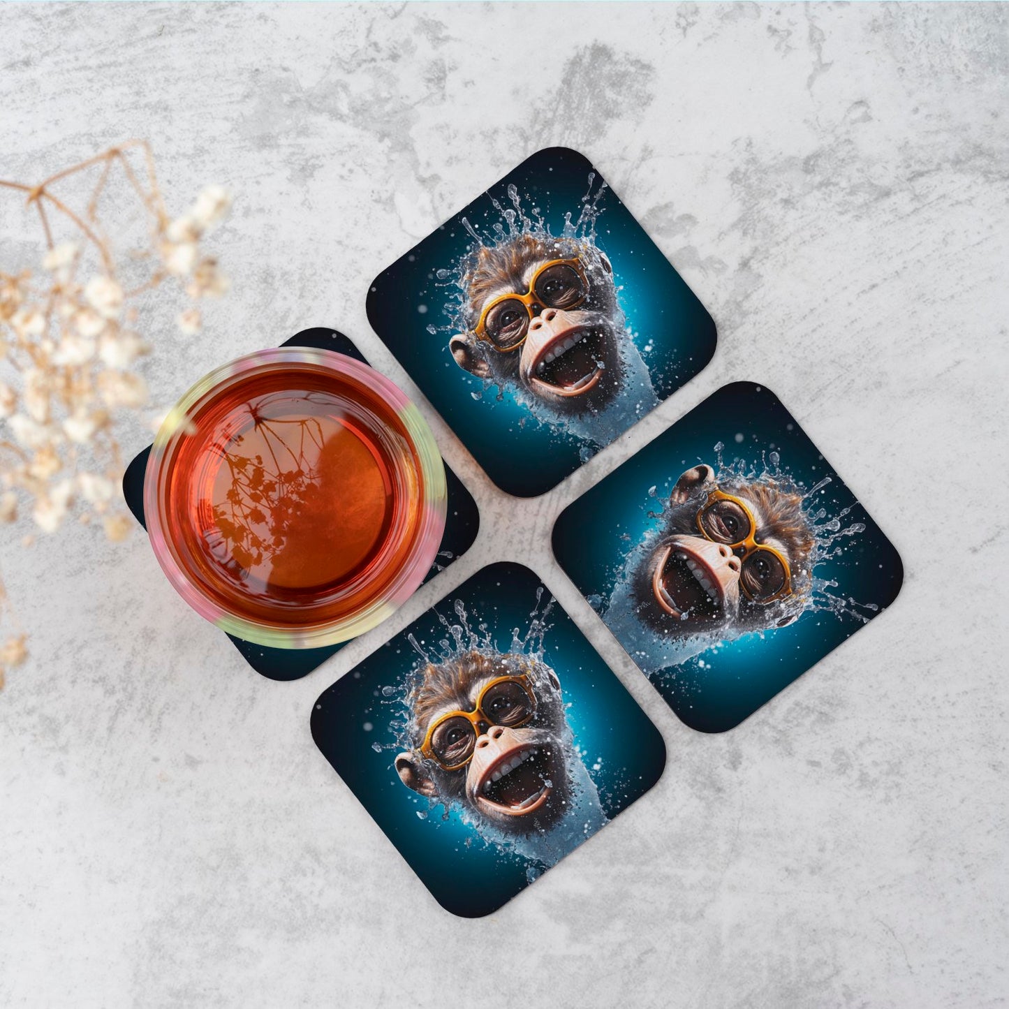 Splashart Cheeky Chimp Face Coasters