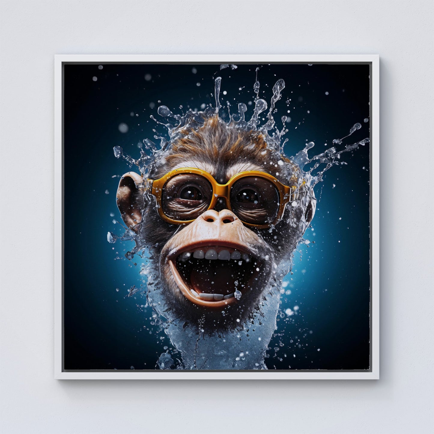 Splashart Cheeky Chimp Face Framed Canvas