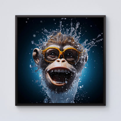 Splashart Cheeky Chimp Face Framed Canvas