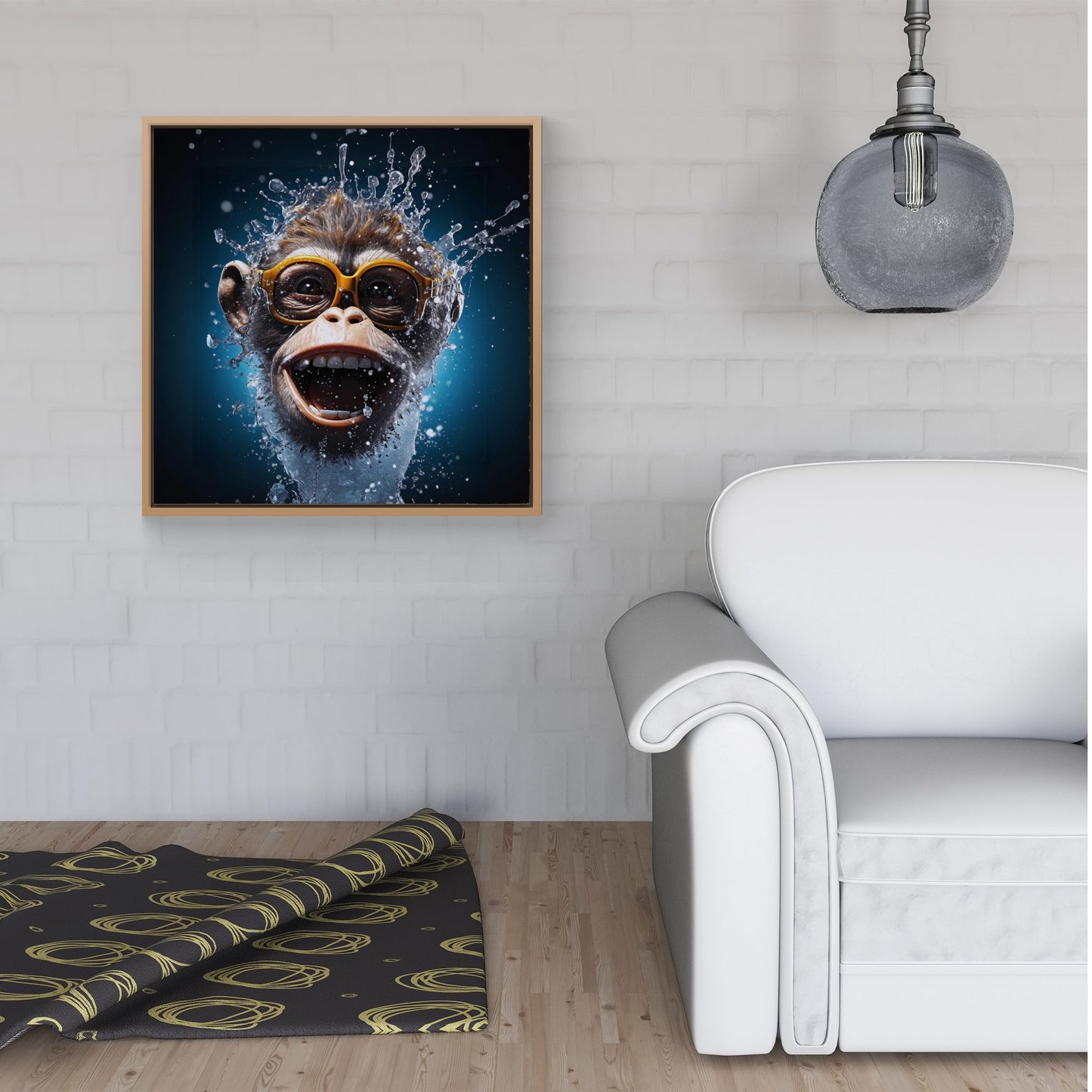 Splashart Cheeky Chimp Face Framed Canvas