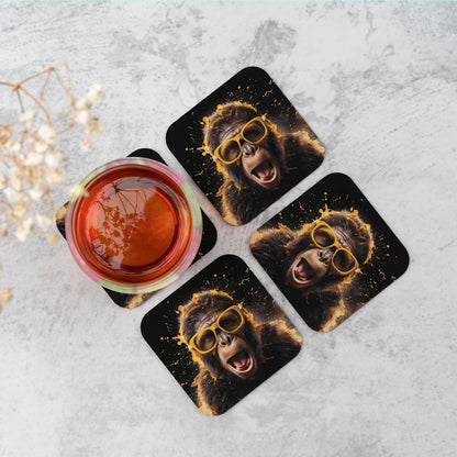 Splashart Monkey Face With Yellow Glasses Coasters