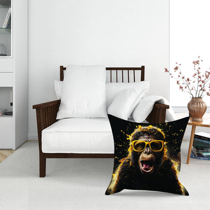 Splashart Monkey Face With Yellow Glasses Floor Cushion