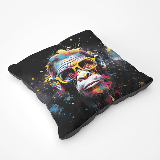 Coloured Splashart Monkey Face Floor Cushion