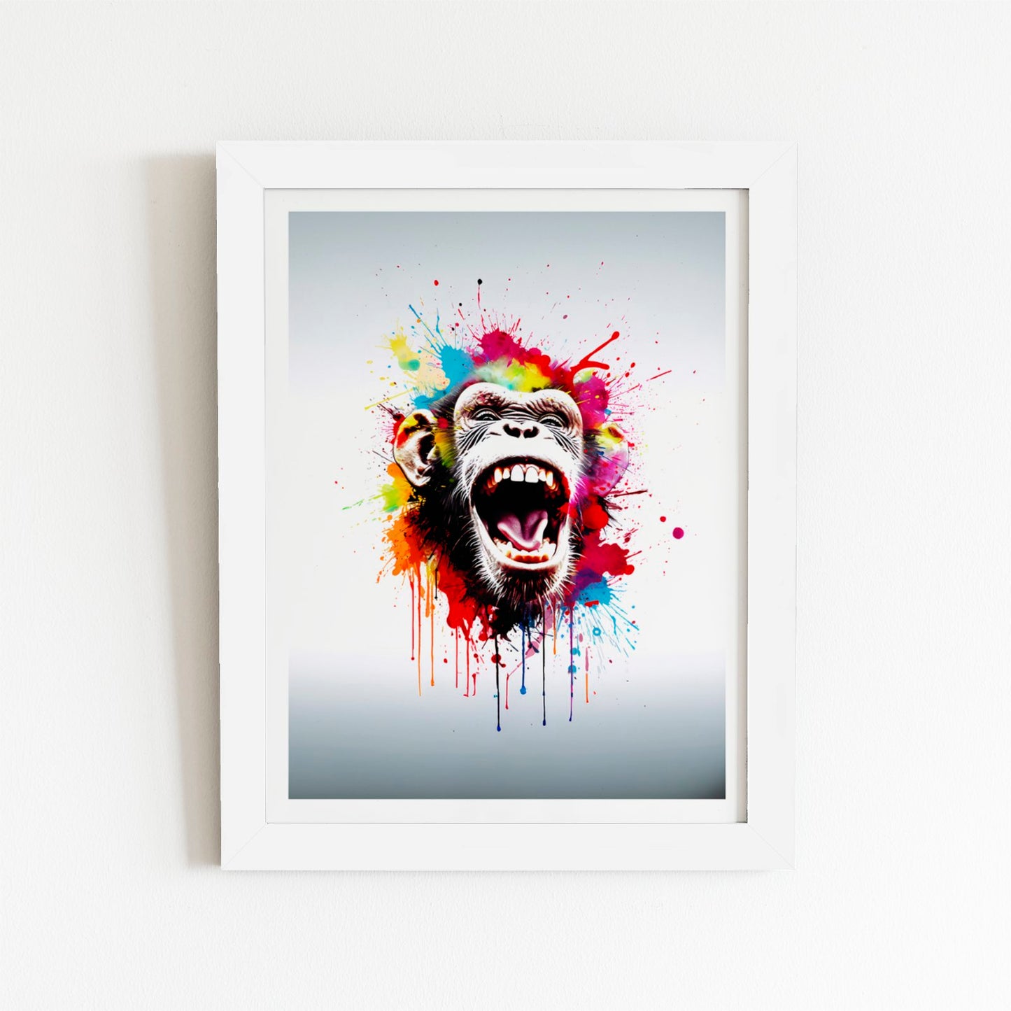 Coloured Splashart Crazy Monkey Face Art Prints