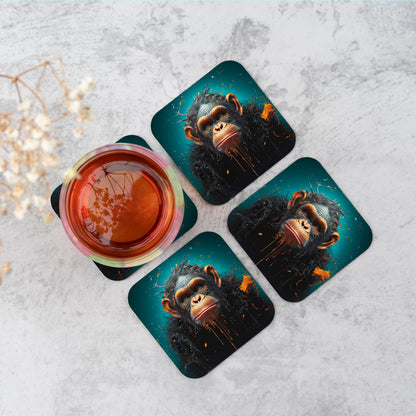 Monkey Face Splashart Blue Coasters