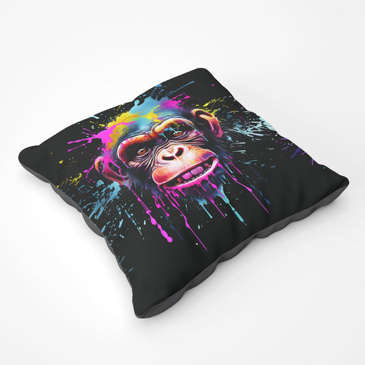 Multi Coloured Monkey Face Splashart Floor Cushion