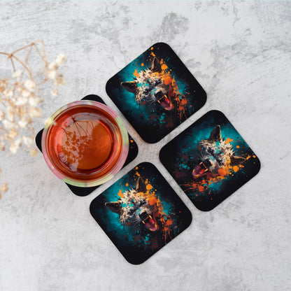 Splashart Angry Hyena Face Coasters