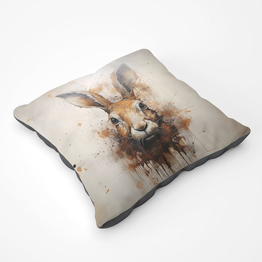 Watercolour Hare Face Floor Cushion