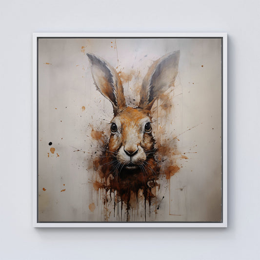 Watercolour Hare Face Framed Canvas