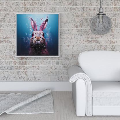 Rabbit Face Splashart Framed Canvas