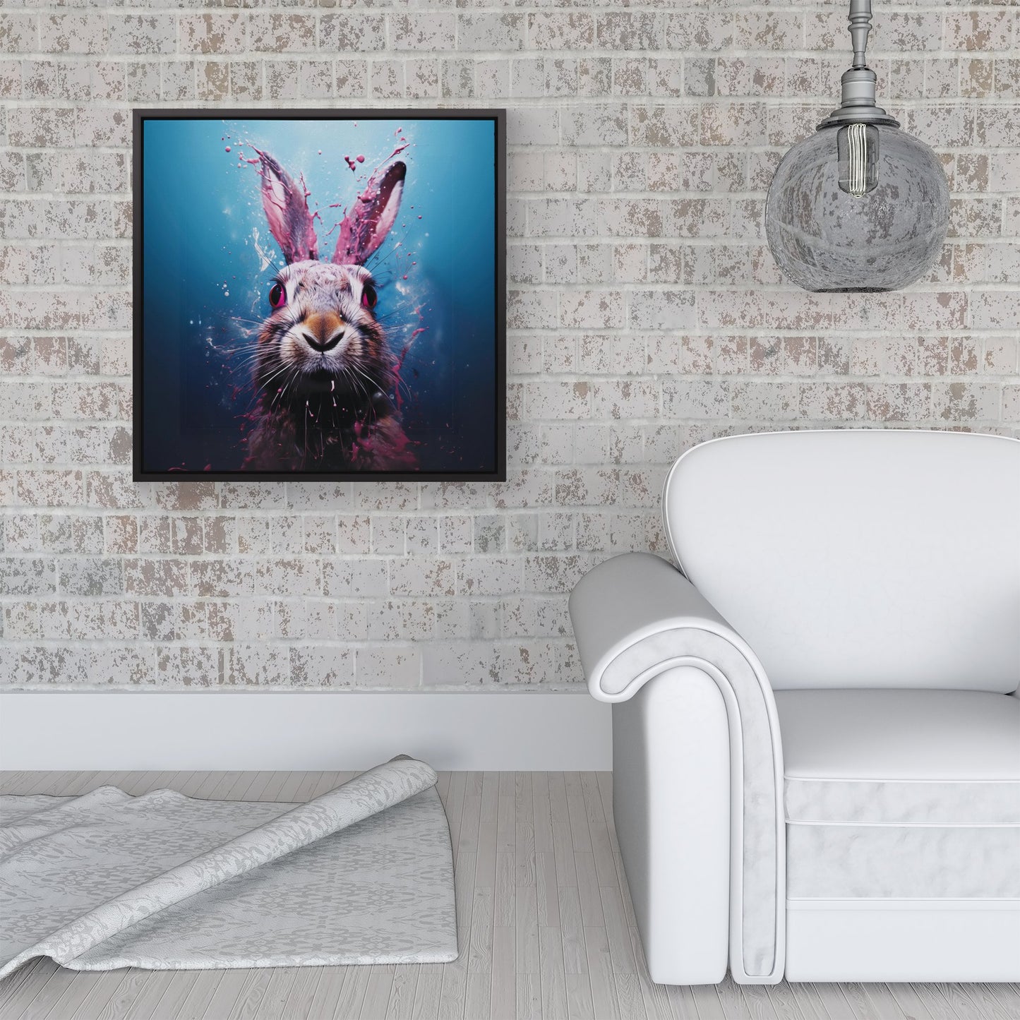 Rabbit Face Splashart Framed Canvas