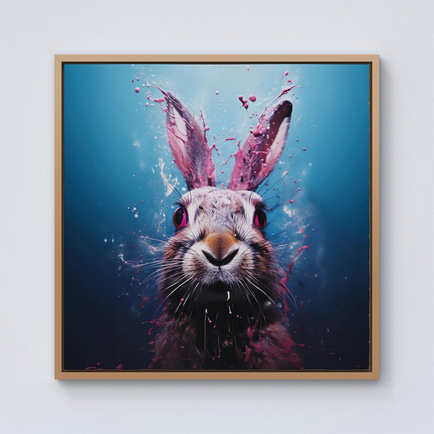 Rabbit Face Splashart Framed Canvas