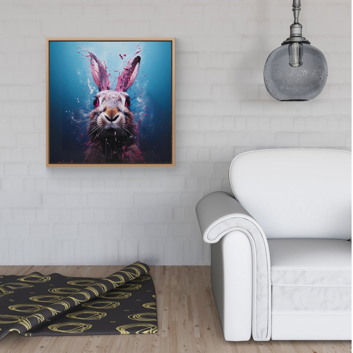 Rabbit Face Splashart Framed Canvas