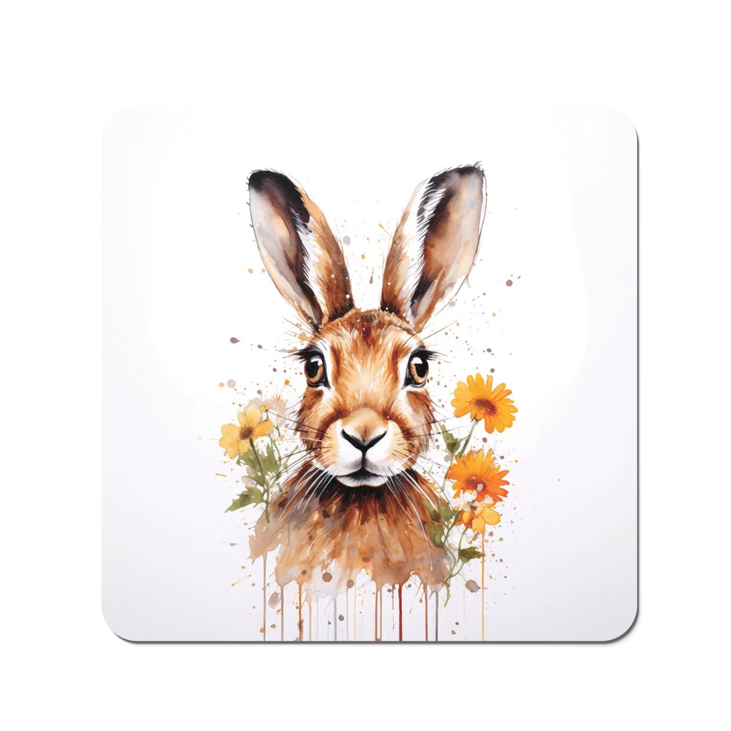 Watercolour Hare and Daisies Coasters