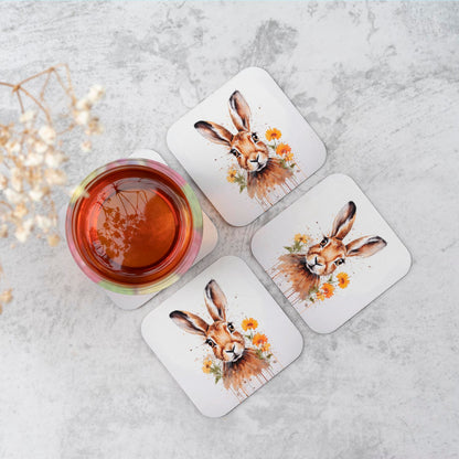 Watercolour Hare and Daisies Coasters