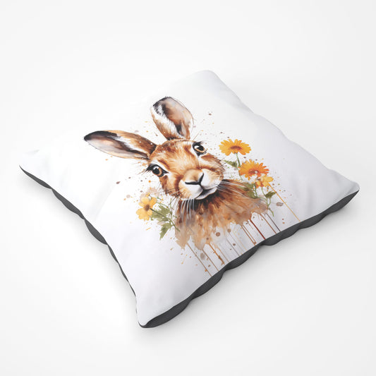 Watercolour Hare And Daisies Floor Cushion