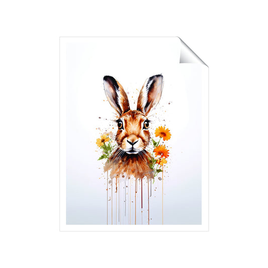 Watercolour Hare and Daisies Art Prints