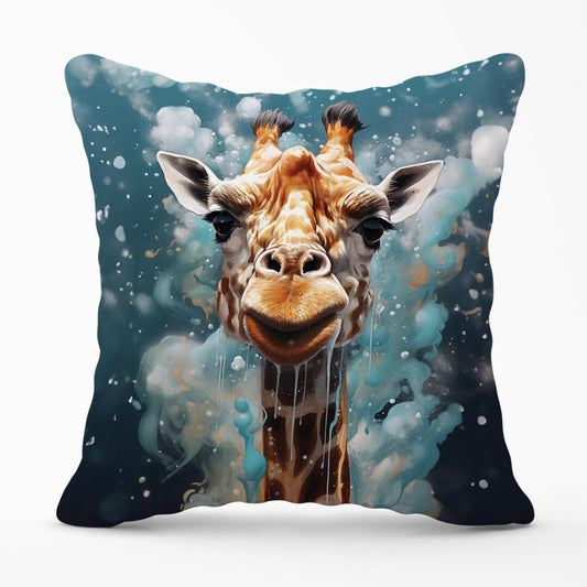 Splashart Giraffe Face Outdoor Cushion