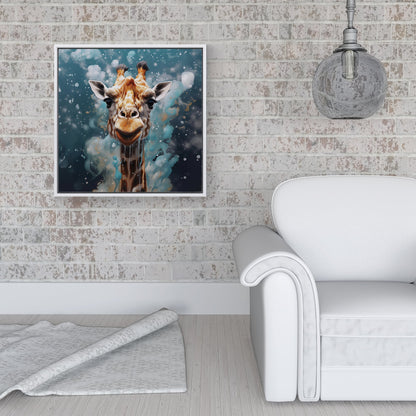 Splashart Giraffe Face Framed Canvas