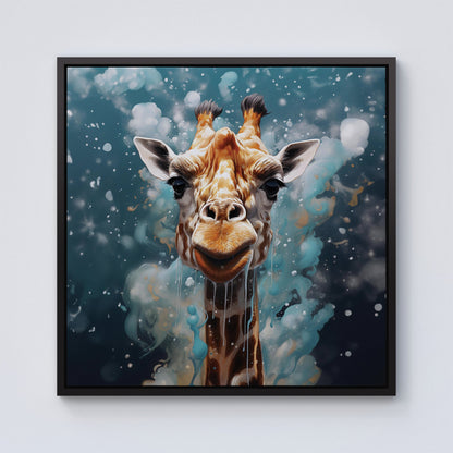 Splashart Giraffe Face Framed Canvas