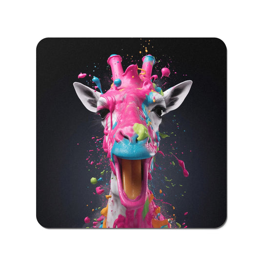 Splashart Giraffe Face Pink Coasters